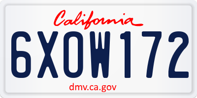 CA license plate 6XOW172
