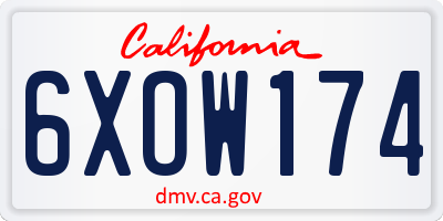 CA license plate 6XOW174