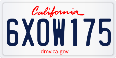 CA license plate 6XOW175