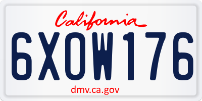 CA license plate 6XOW176