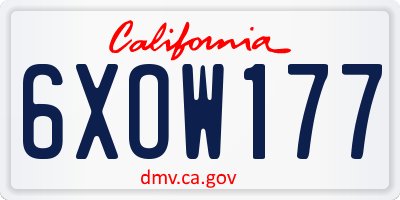 CA license plate 6XOW177