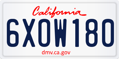 CA license plate 6XOW180