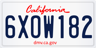 CA license plate 6XOW182