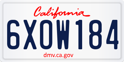 CA license plate 6XOW184