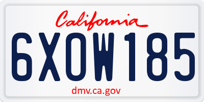 CA license plate 6XOW185