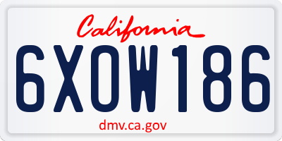 CA license plate 6XOW186