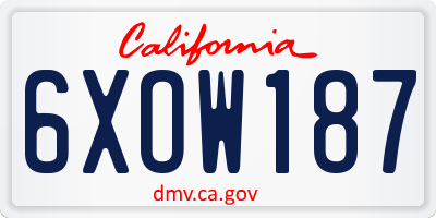 CA license plate 6XOW187