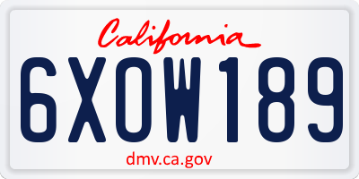 CA license plate 6XOW189