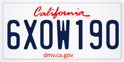 CA license plate 6XOW190