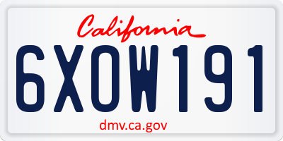 CA license plate 6XOW191