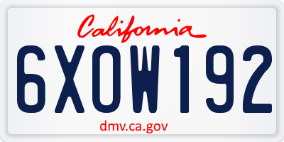 CA license plate 6XOW192