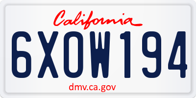 CA license plate 6XOW194