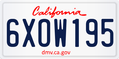 CA license plate 6XOW195
