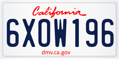 CA license plate 6XOW196