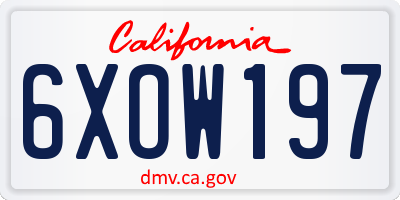 CA license plate 6XOW197