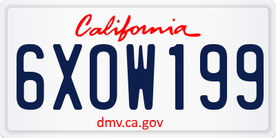 CA license plate 6XOW199