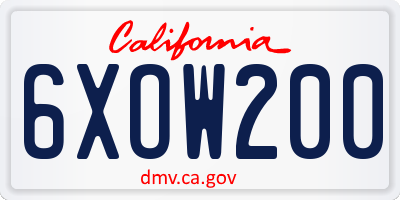 CA license plate 6XOW200