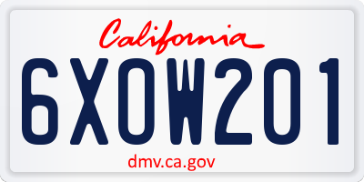 CA license plate 6XOW201