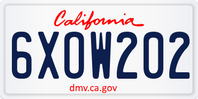 CA license plate 6XOW202