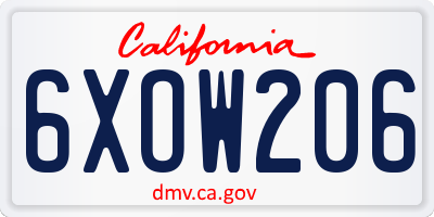 CA license plate 6XOW206