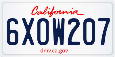 CA license plate 6XOW207