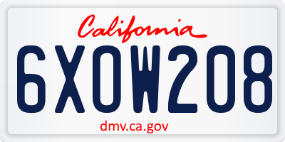 CA license plate 6XOW208