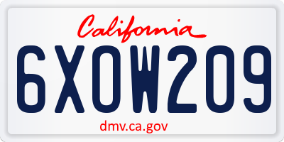 CA license plate 6XOW209