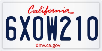 CA license plate 6XOW210