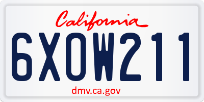 CA license plate 6XOW211