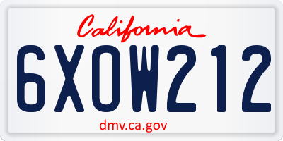 CA license plate 6XOW212