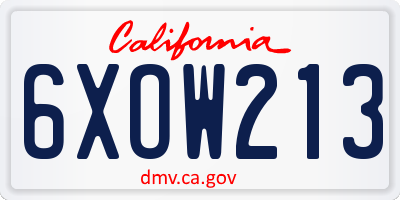 CA license plate 6XOW213