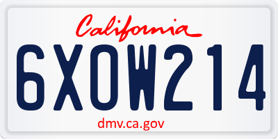 CA license plate 6XOW214