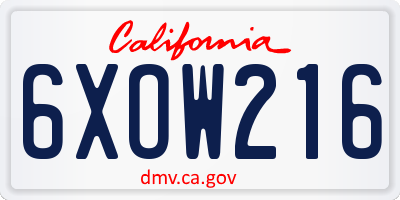 CA license plate 6XOW216
