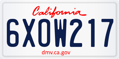 CA license plate 6XOW217
