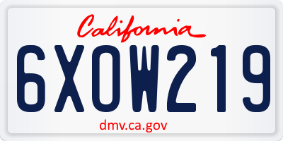 CA license plate 6XOW219