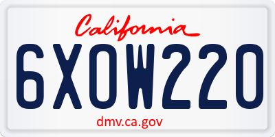CA license plate 6XOW220
