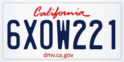 CA license plate 6XOW221