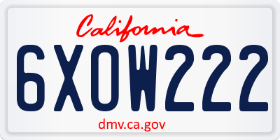 CA license plate 6XOW222