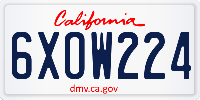 CA license plate 6XOW224