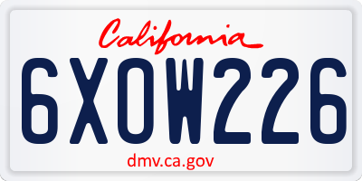 CA license plate 6XOW226