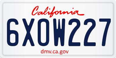 CA license plate 6XOW227