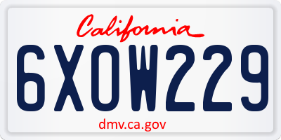 CA license plate 6XOW229