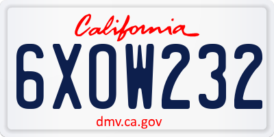 CA license plate 6XOW232