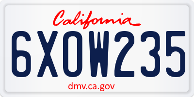 CA license plate 6XOW235