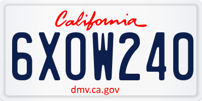 CA license plate 6XOW240