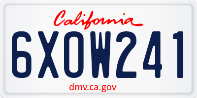 CA license plate 6XOW241