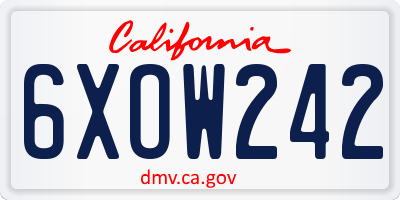 CA license plate 6XOW242