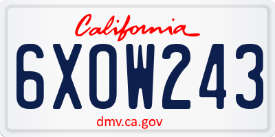 CA license plate 6XOW243