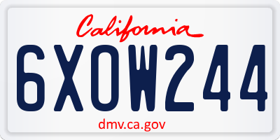 CA license plate 6XOW244