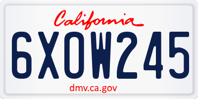 CA license plate 6XOW245